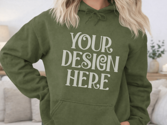 Download Gildan 18500 Military Green Mockup - Premium Resources